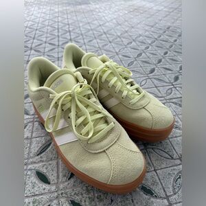Adidas Pastel Green Sneakers with Brown Sole